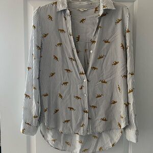 Leopard printed button down